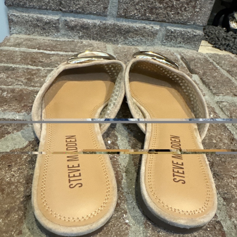 Steve Madden Women's Ira Raffia Mule Point Toe Size 8.5 Gold Buckle Detail #573 - Picture 4 of 16